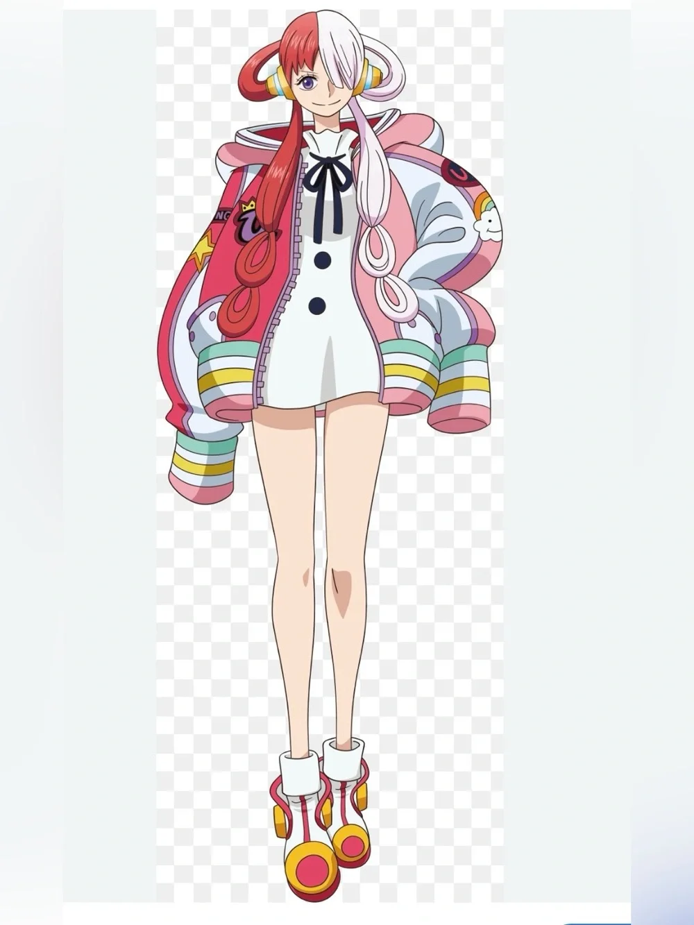 Uta one piece anime character Two-Tone Pink & Red Long wig - Picture 6 of 7